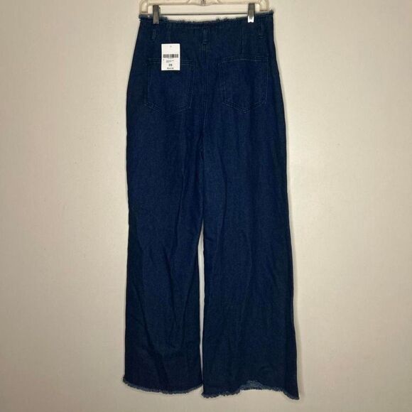Forever 21 Womens Jeans size 28 High waisted denim wide leg pants raw hem - Picture 5 of 8